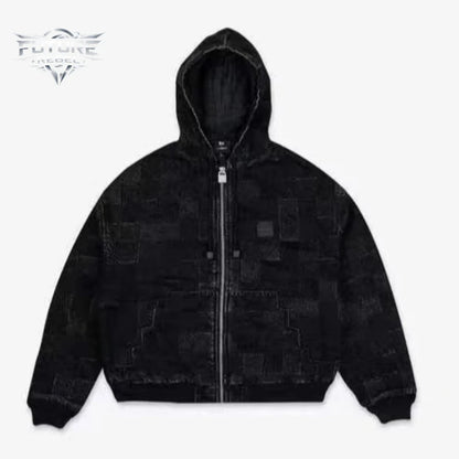 Men's Y2K Plaid Denim Jacket & Pants Set – Harajuku Streetwear Loose Fit
