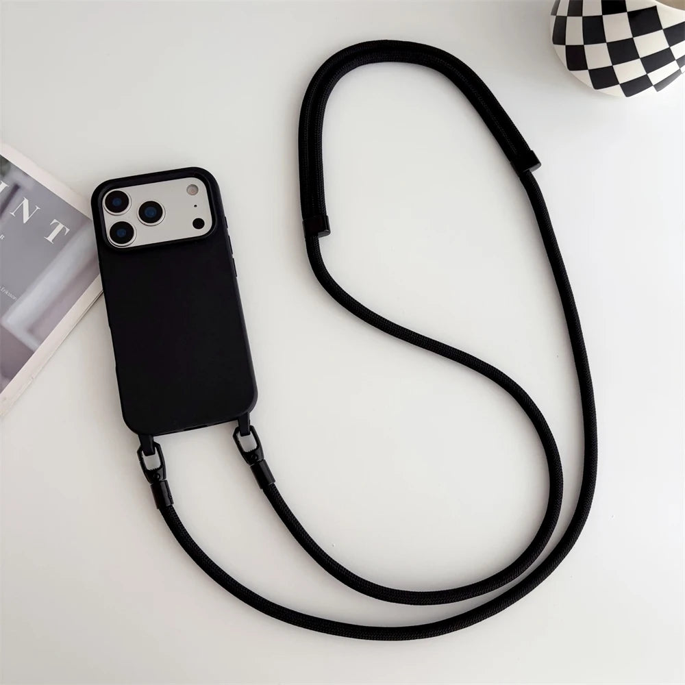 Crossbody Lanyard Silicone iPhone Case with Neck Cord Strap