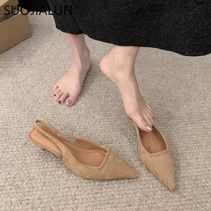 Women's Pointed-Toe Slingback Heels – Low Heel Dress Sandal