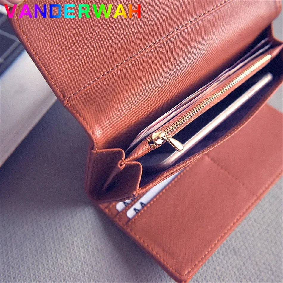 Vintage Long Short Wallet Bag Leather Purses Retro Card Holder Female Clutch Case Party Pouch Phone