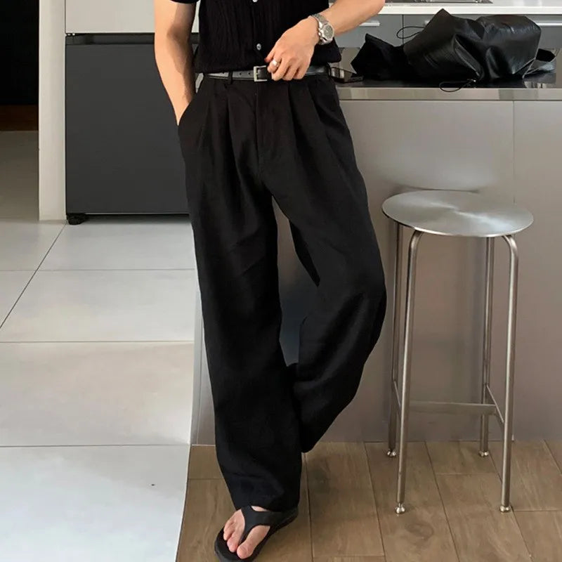 Men's Wide Leg Draped Trousers – Japanese Style Straight Pants M-3XL