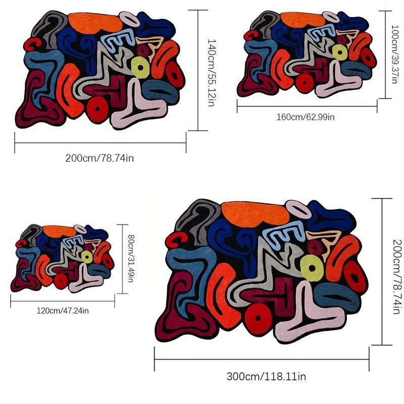 Colorful Abstract Art Area Rug – Creative Living Room Floor Mat