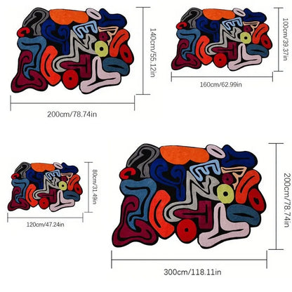 Colorful Abstract Art Area Rug – Creative Living Room Floor Mat