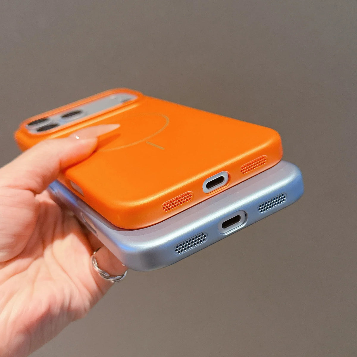 Metallic MagSafe iPhone Case – Ultra-Thin Glossy PC Cover for iPhone 11–17 Series