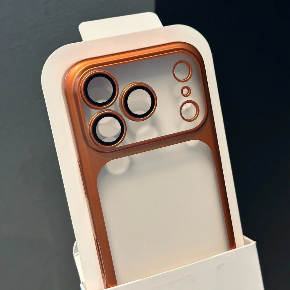Luxury Matte Translucent iPhone Case with Electroplated Frame & Lens Protection