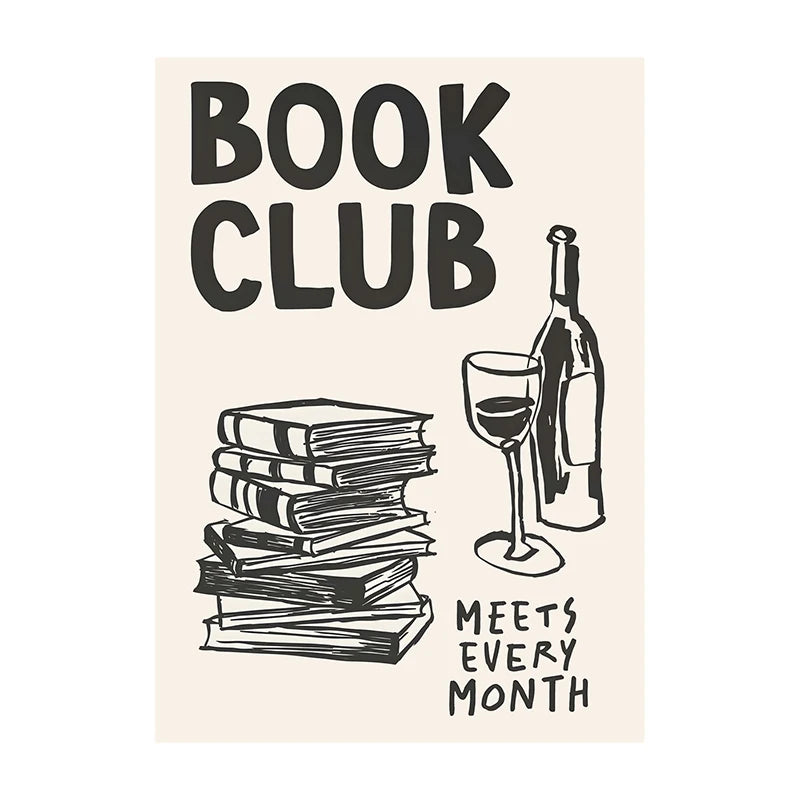 Book Club Wall Art Poster – Retro Reading Print for Book Lovers