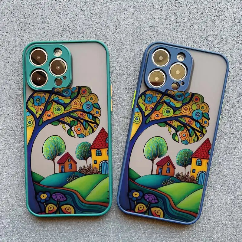 Whimsical Village iPhone Case – Fairy-Tale Art Design
