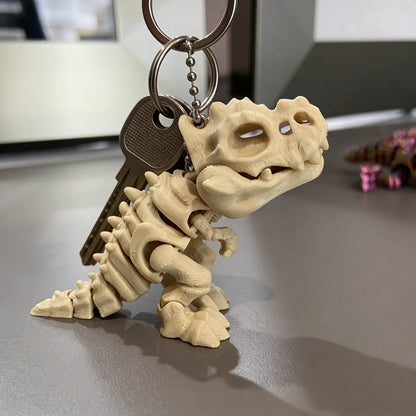 3D Printed T-Rex Skeleton Fidget Keychain – Articulated Dinosaur Toy