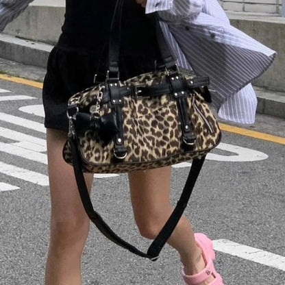 Harajuku Leopard Print Y2k Shoulder Bags