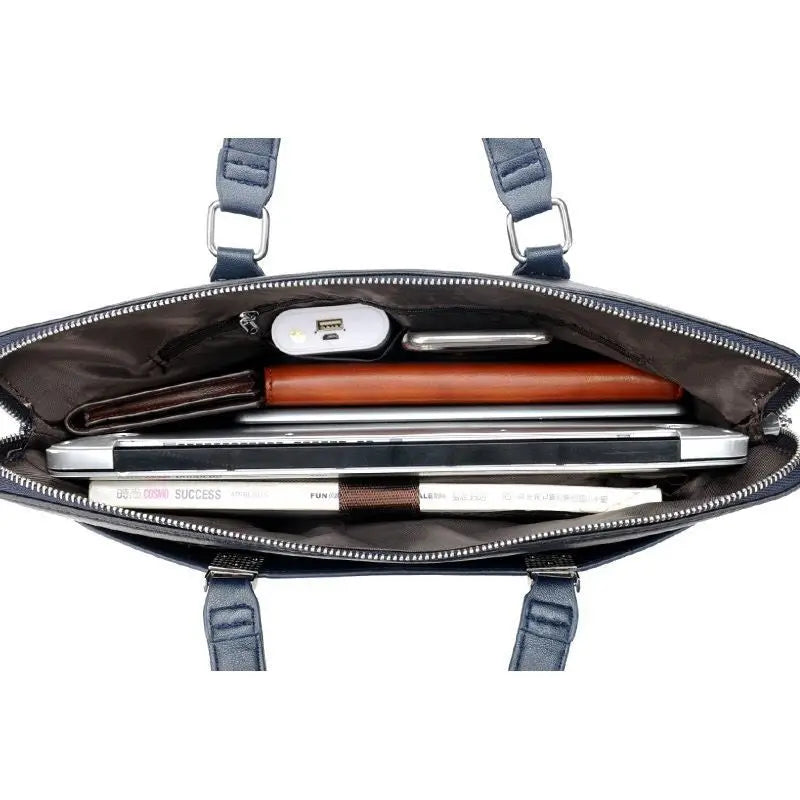 Men's PU Leather Briefcase Laptop Shoulder Messenger Bag
