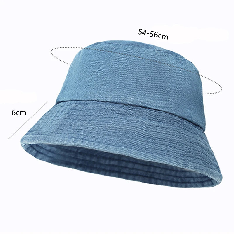 Unisex Washed Cotton Bucket Hat – Sun Protection Outdoor Cap
