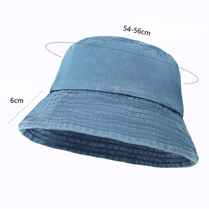 Unisex Washed Cotton Bucket Hat – Sun Protection Outdoor Cap