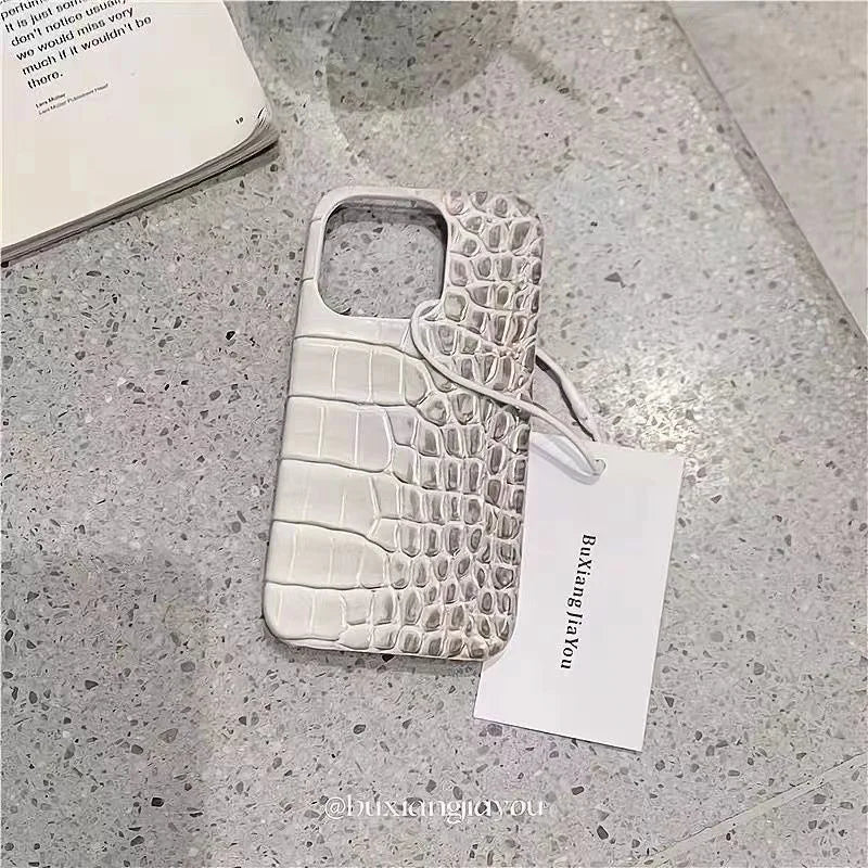 Luxury Crocodile Grain Leather iPhone Case