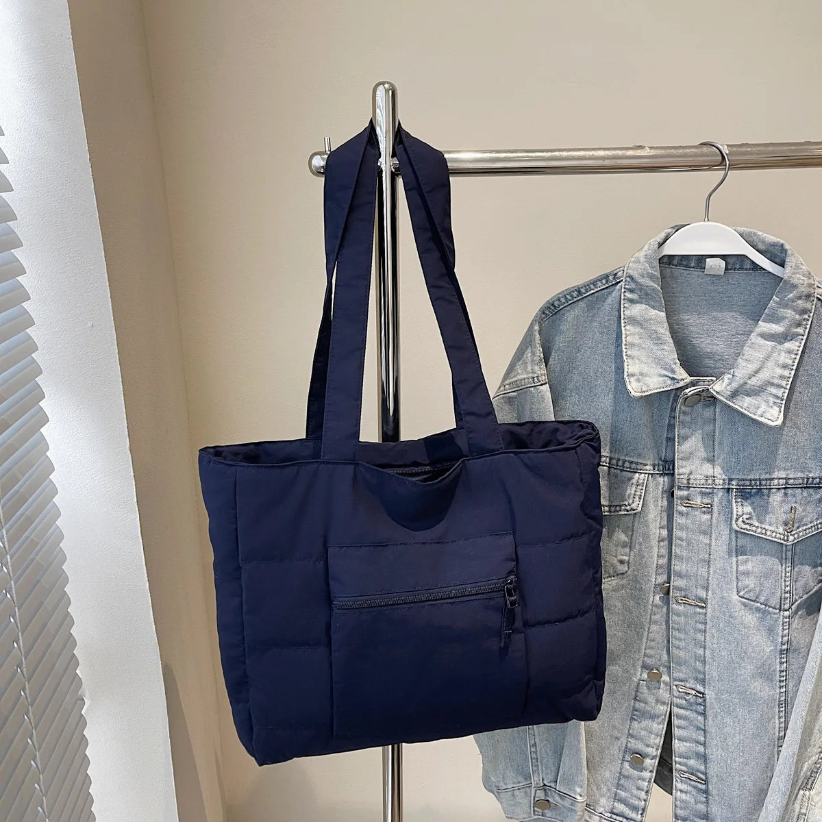 Large Puffer Tote Bag – Women's Quilted Shoulder Shopper