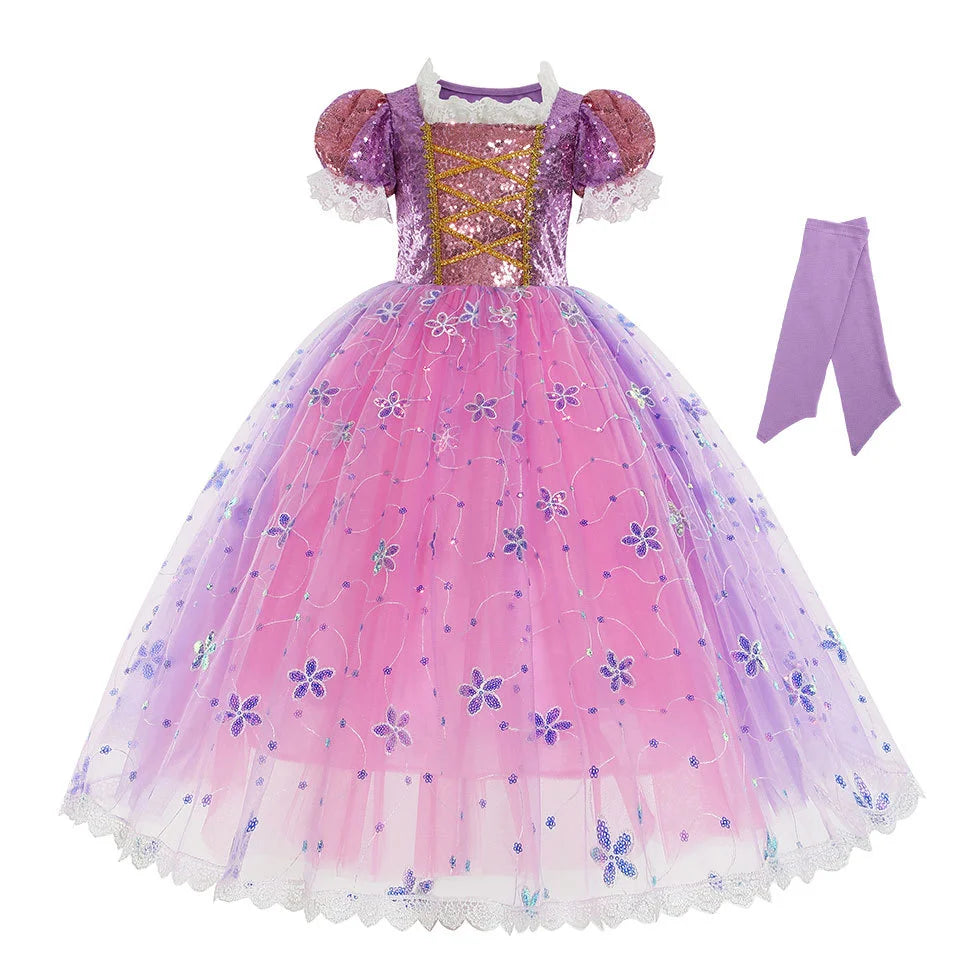 Rapunzel Purple Puffy Dress With Accessories