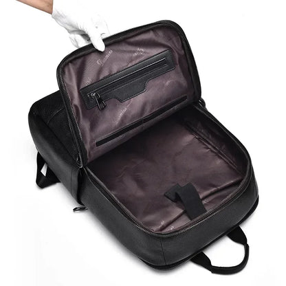 Genuine Leather Men's Backpack – 15.6 Inch Laptop Bag
