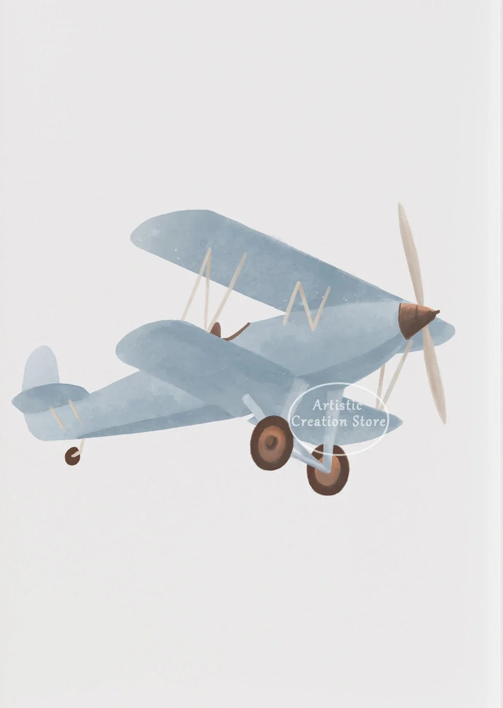 Boys Nursery Wall Art Vintage Travel Prints Blue Plane Balloon