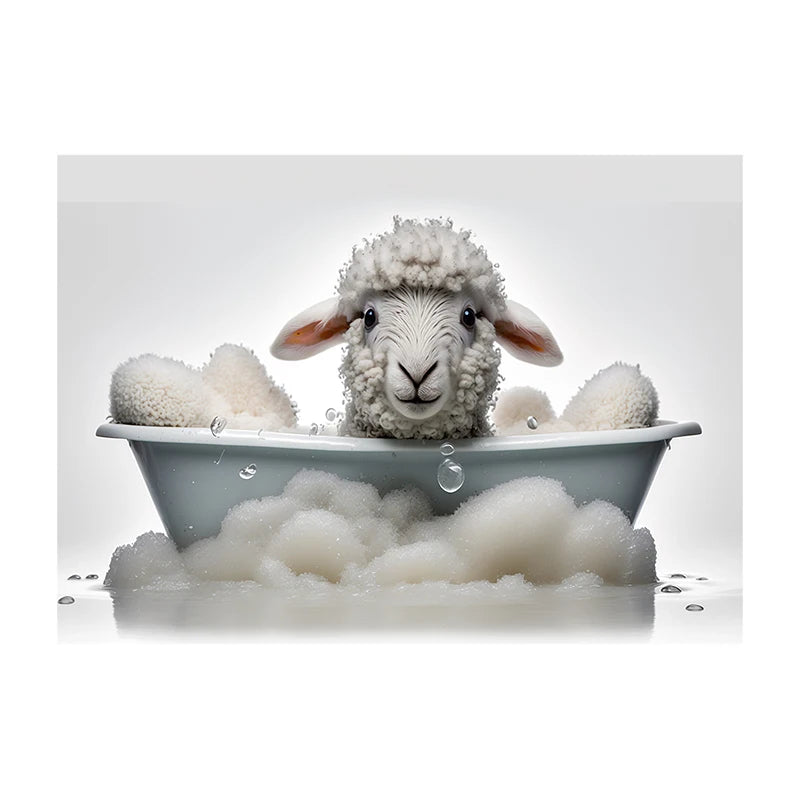 Cute Dog in Bathtub Wall Art Poster – Funny Puppy Canvas Print