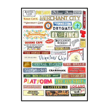Glasgow Bookshops Wall Art Poster – Watercolor Illustrated Print