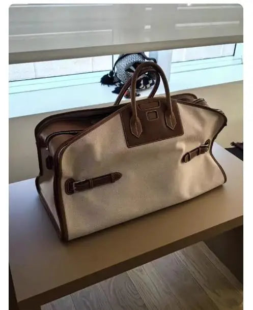 Large Capacity Travel Casual Tote Bag Women Luxury Leather Shoulder Canvas Bucket Handbag Office