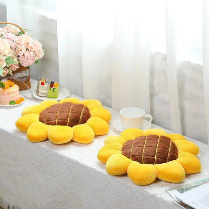 Sunflower Flower Shaped Plush Throw Pillow