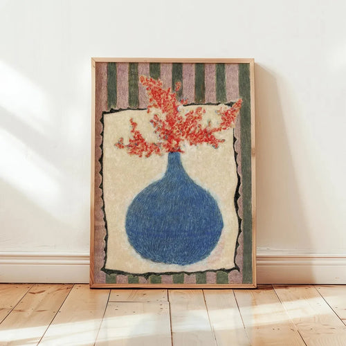 Botanical Still Life Wall Art Poster – Pastel Boho Vase Print