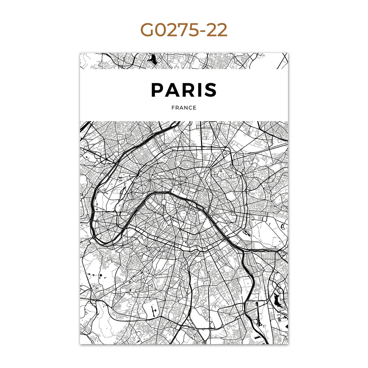 World City Map Wall Art Print – Black & White City Poster