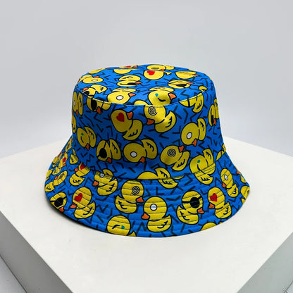 Duck Print Bucket Hat – Reversible Unisex Fisherman Cap