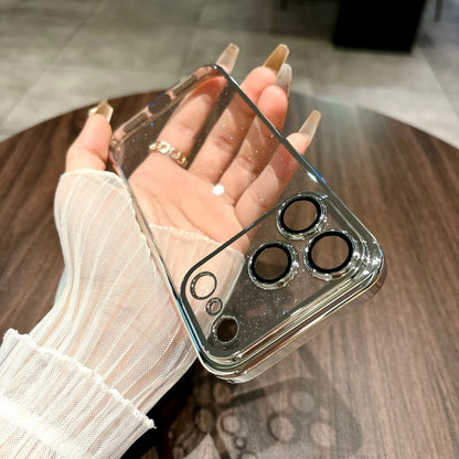 Glitter Transparent iPhone Case with Electroplated Frame – iPhone 11–17 Series