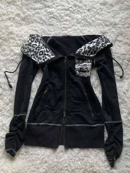 Y2K Harajuku Slim Fit Graphic Hoodie – Women's Hip Hop Streetwear