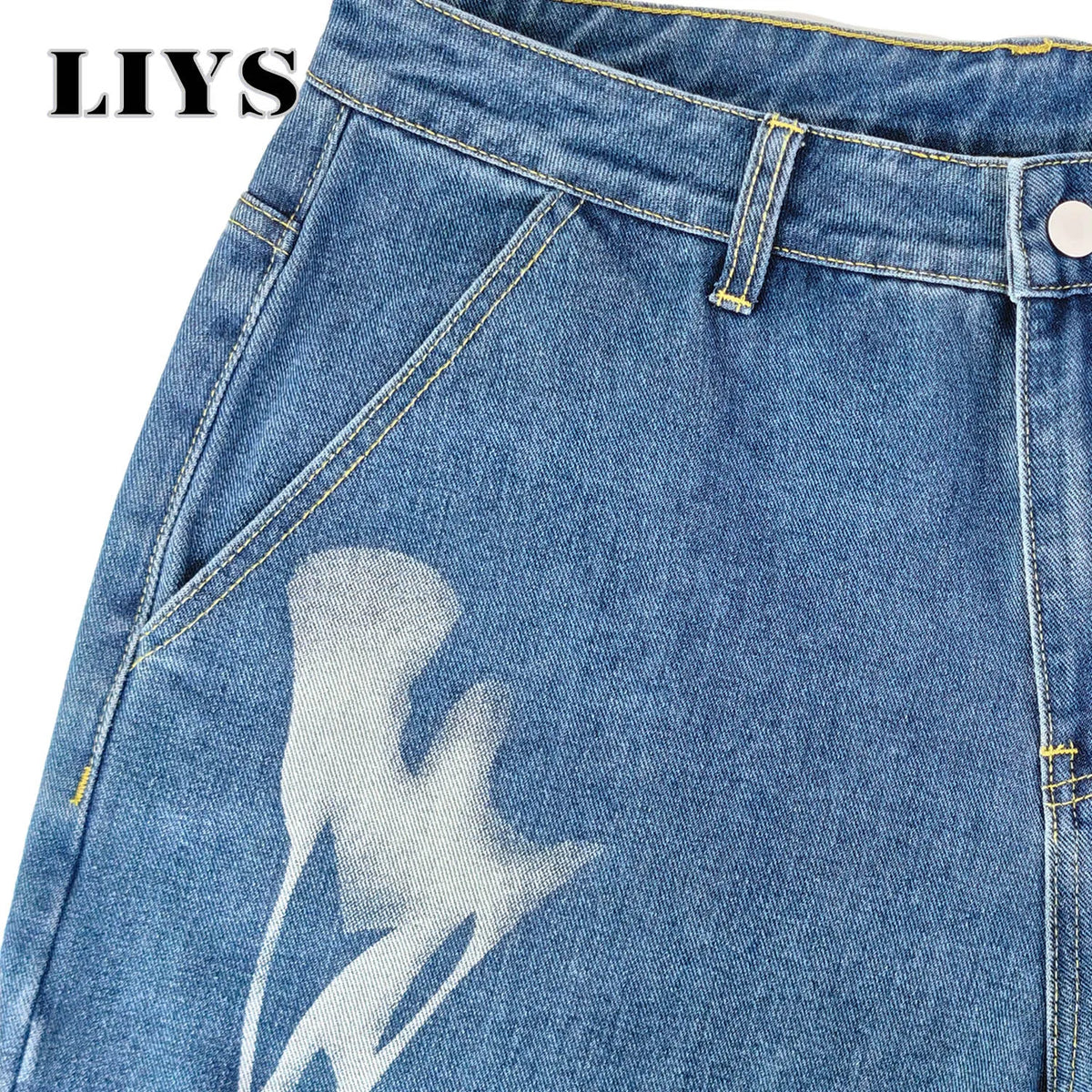 Men's Flame Print Wide Leg Jeans – Retro Streetwear Denim