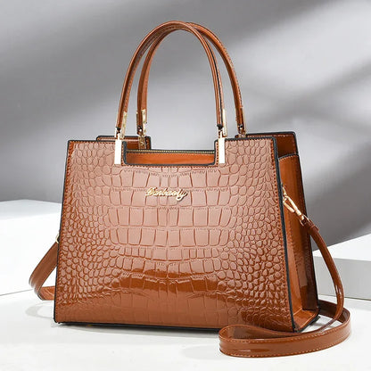 Luxury Alligator-Embossed PU Leather Handbag for Women
