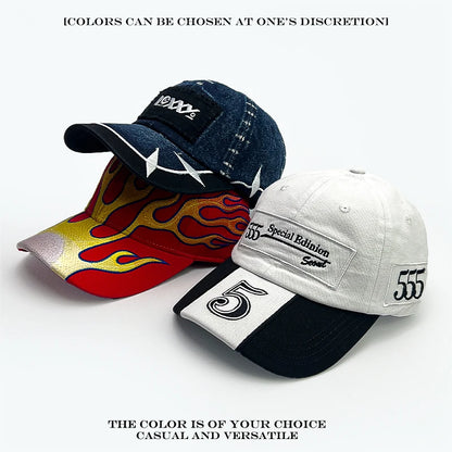 Tribal Thorn & Flame Embroidered Baseball Cap – Y2K Street Style Hat