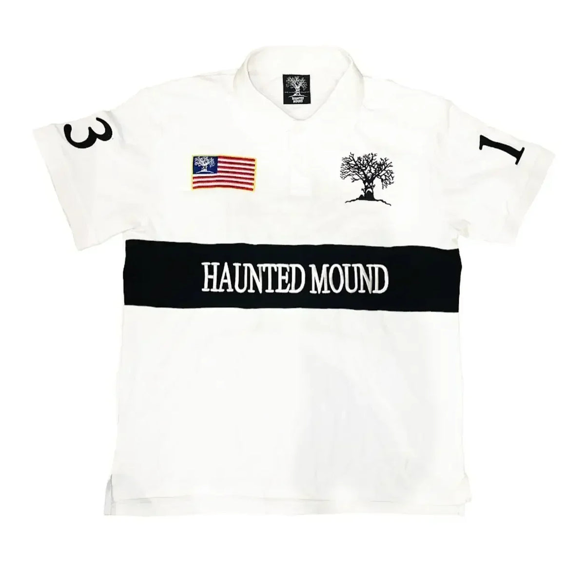 Haunted Mound Embroidered Oversized Polo Shirt – Hip Hop Retro