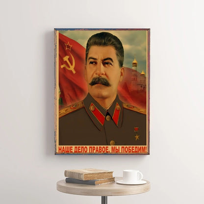 Soviet USSR Vintage Propaganda Poster – Stalin Portrait Retro Wall Art Print
