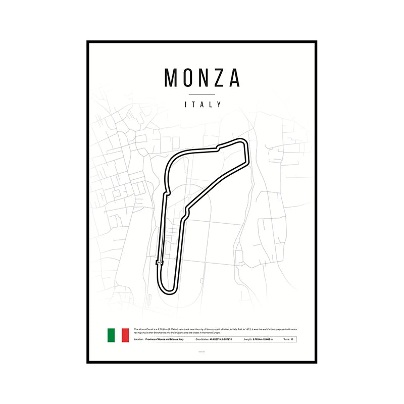 F1 Race Track Map Poster – Formula 1 Circuit Wall Art Print