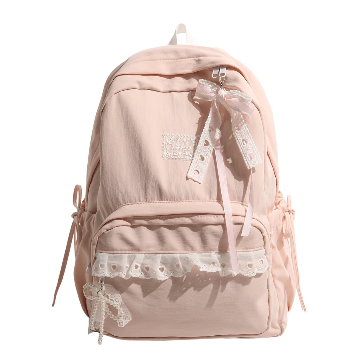 Lace Bow Nylon Backpack – Women's Cute Aesthetic School Bag