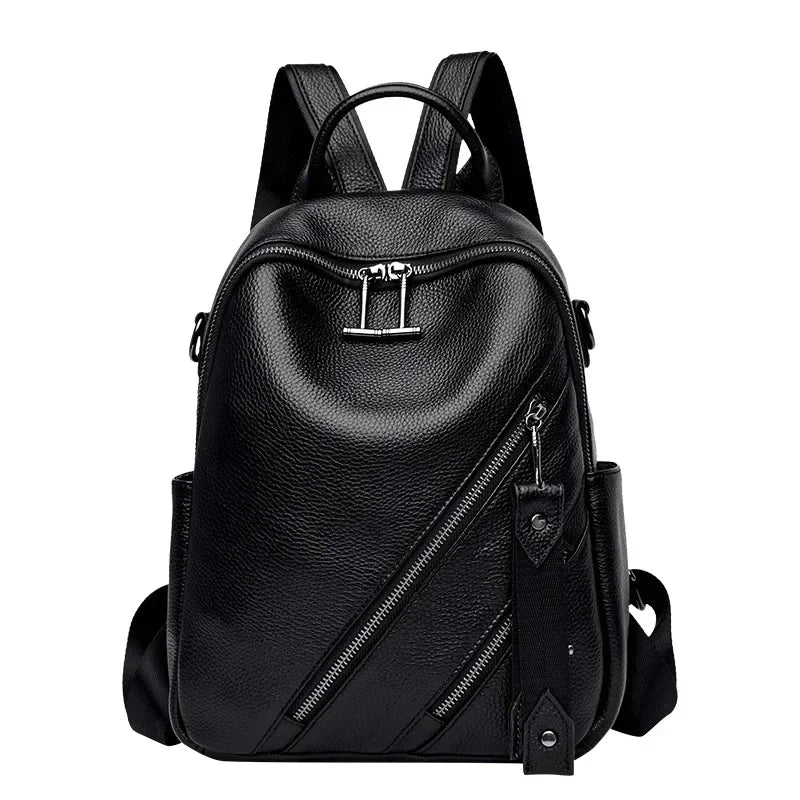 Genuine Leather Women's Backpack – Luxury Cowhide Casual Bag