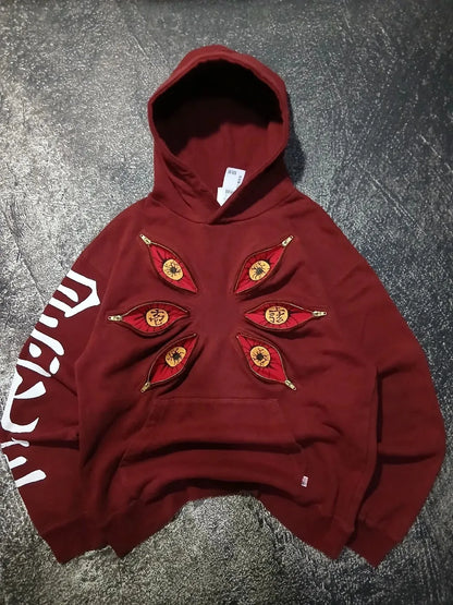 Kokushibo Six Eyes Graphic Oversized Hoodie – Y2K Anime Streetwear