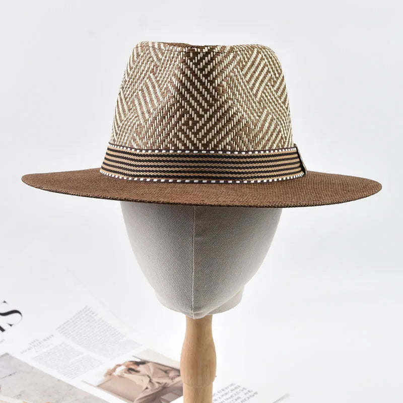 Panama Hat Men's Wide Brim Straw Fedora – Gentleman Summer Sun Hat