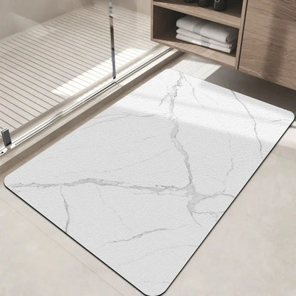 Marble Bath Mat – Non-Slip Luxury Bathroom Rug with Gold Accent