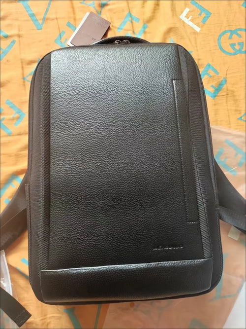 Genuine Leather Men's Laptop Backpack – Slim Oxford Business Bag