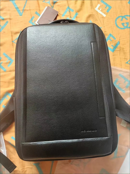 Genuine Leather Men's Laptop Backpack – Slim Oxford Business Bag