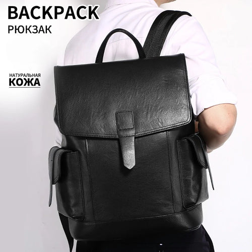 Genuine Leather Men's Backpack – 15" Laptop & Travel Bag