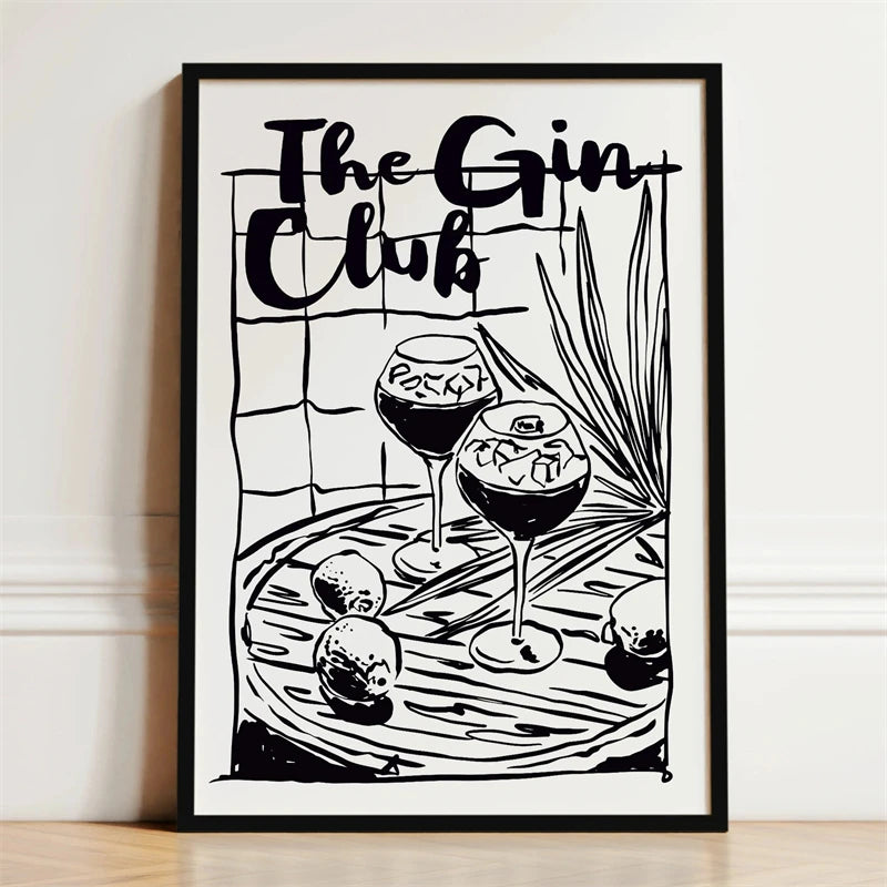 Wine & Dine Wall Art Poster – Retro Kitchen Print