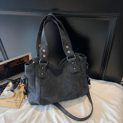 Large Suede Shoulder Bag – Women's Luxury Commuter Tote