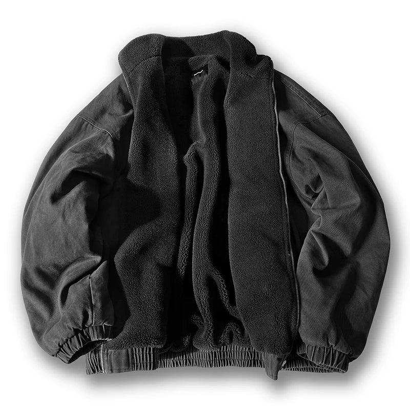 Fleece-Lined Bomber Jacket Men – Japanese Vintage Streetwear