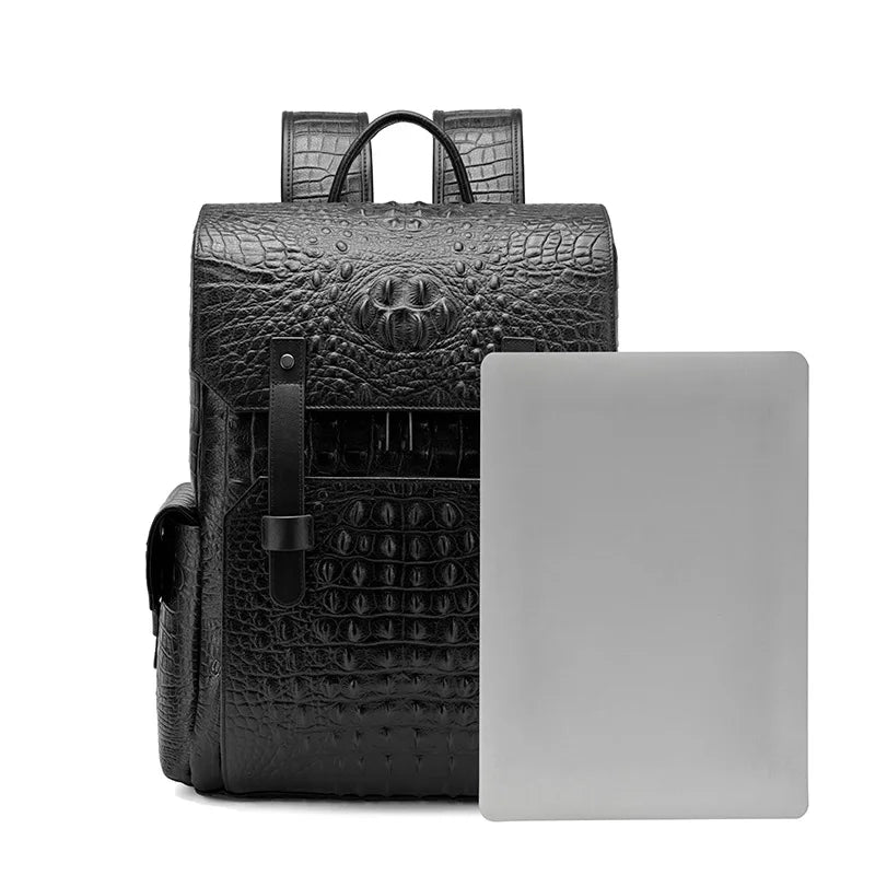 Genuine Leather Alligator Backpack for Men – 16 Inch Business Bag