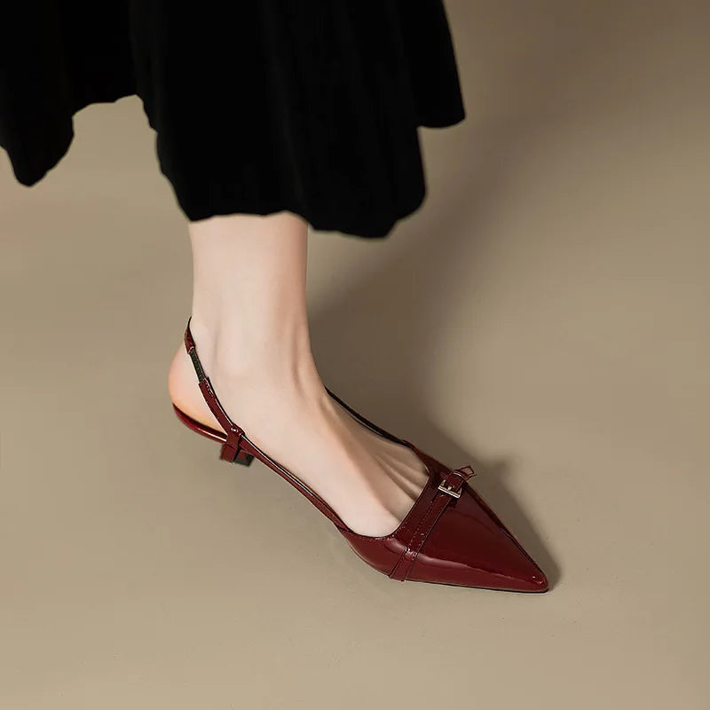 Pointed Toe Slingback Flats – Women's Patent Leather Shoes
