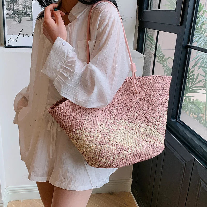 Straw Beach Tote Bag – Wicker Woven Women's Handbag